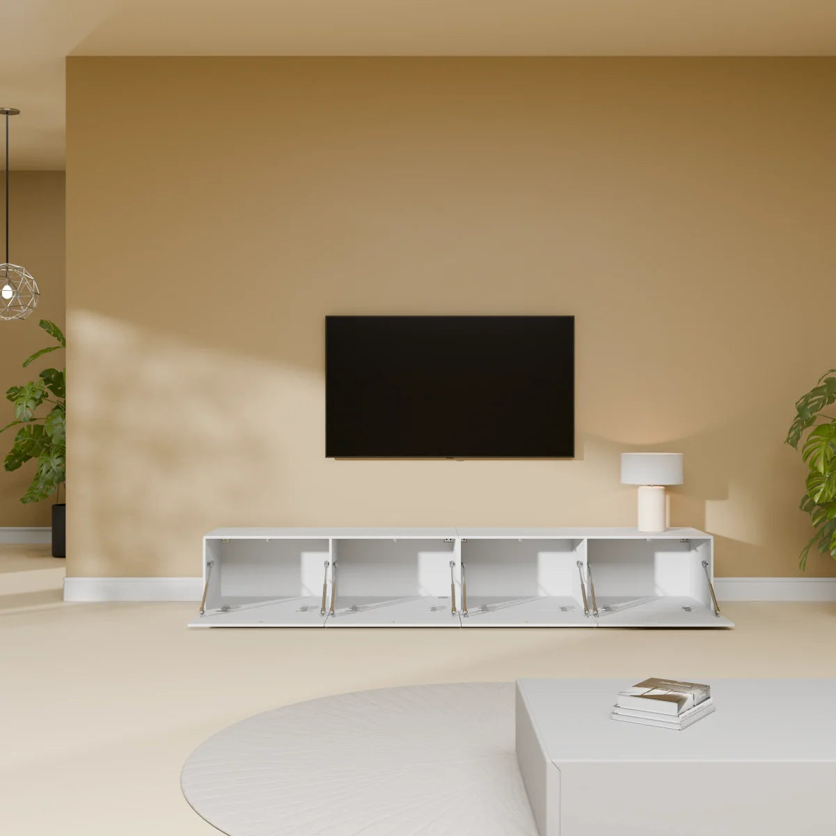 Mora Mueble TV | Suspendido o de pie | 200 cm Blanco