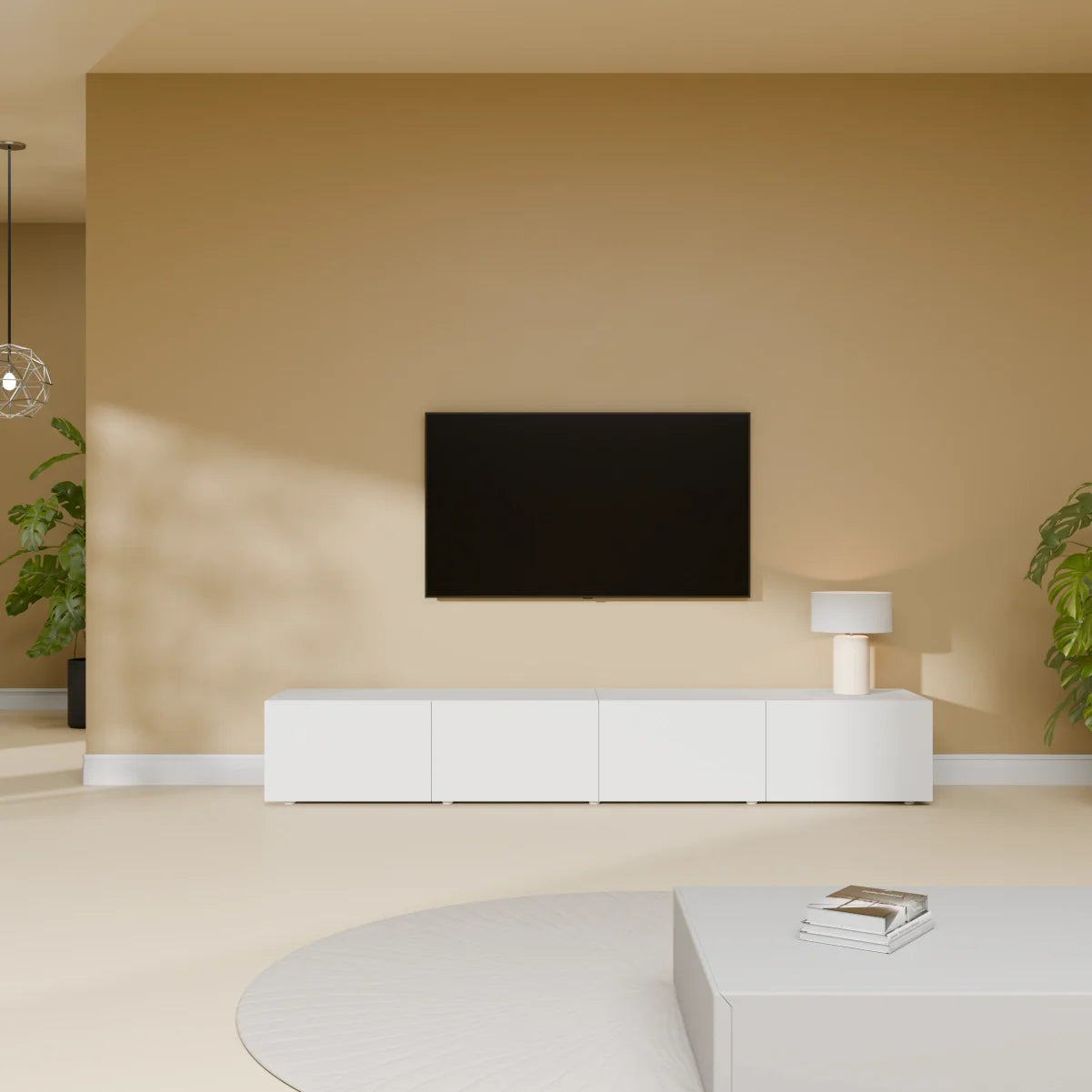 Mora Mueble TV | Suspendido o de pie | 200 cm Blanco