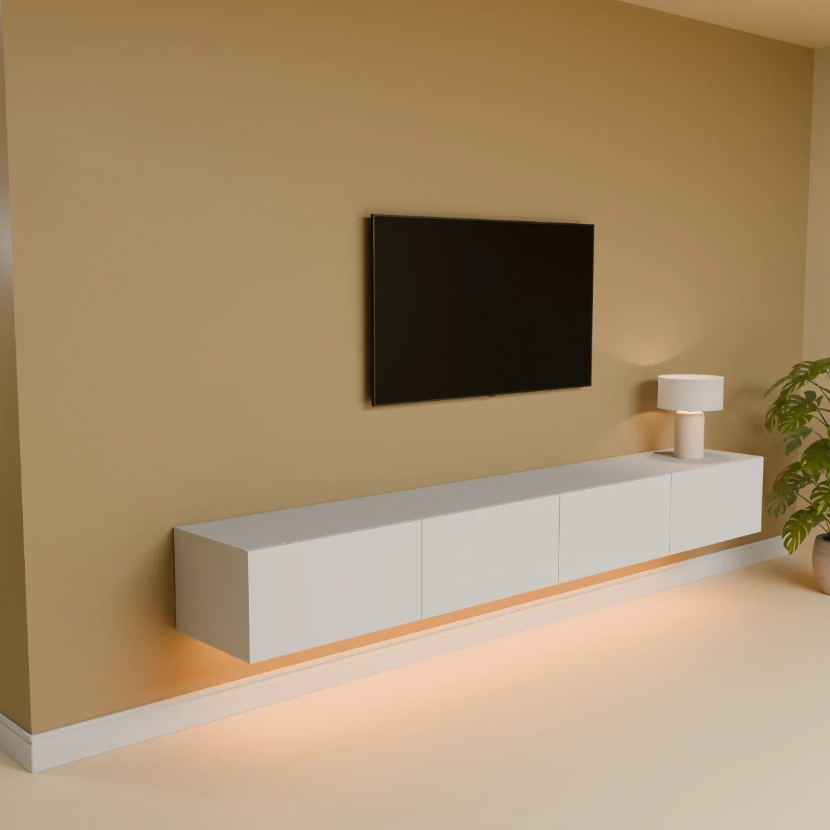 Mora Mueble TV | Suspendido o de pie | 240 cm Blanco