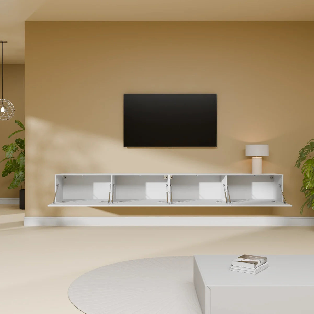 Mora Mueble TV | Suspendido o de pie | 240 cm Blanco