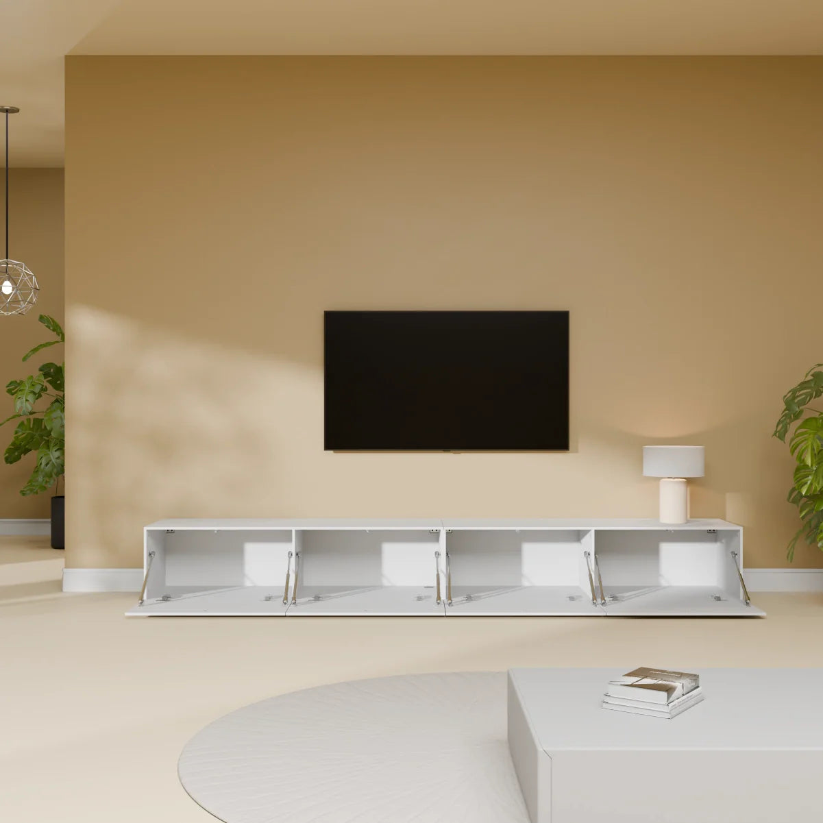 Mora Mueble TV | Suspendido o de pie | 240 cm Blanco