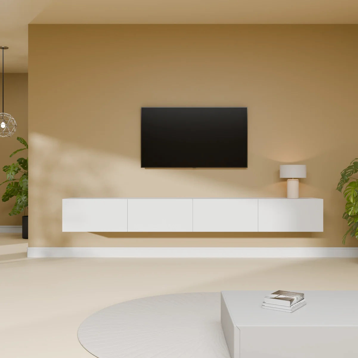 Mora Mueble TV | Suspendido o de pie | 240 cm Blanco
