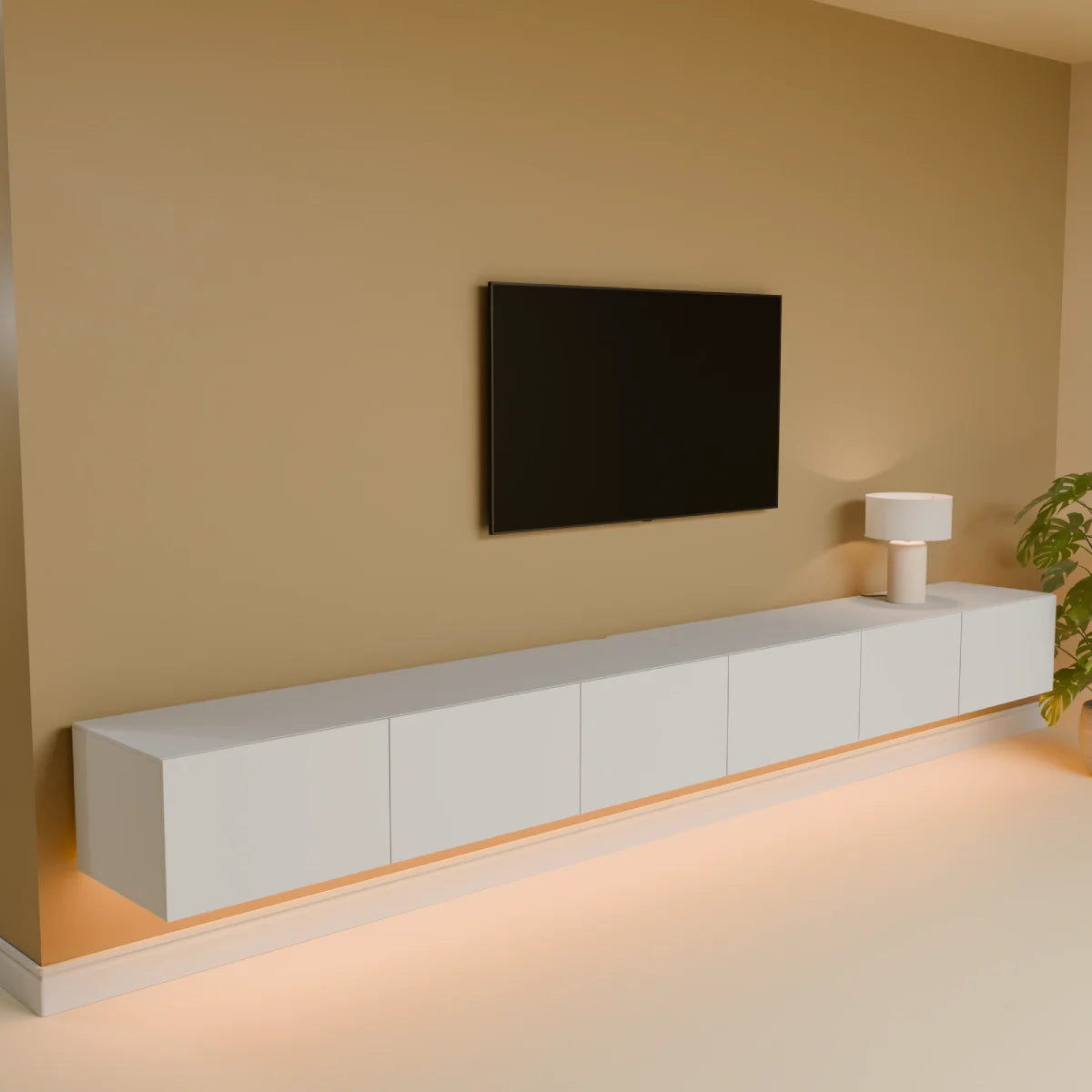 Mora Mueble TV | Suspendido o de pie | 300 cm Blanco