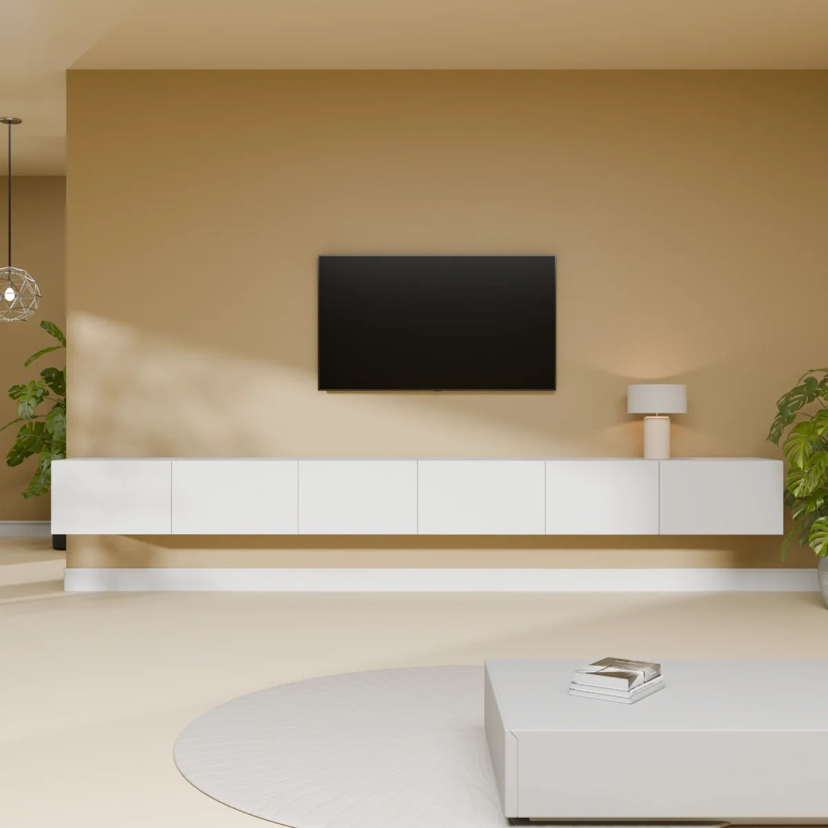 Mora Mueble TV | Suspendido o de pie | 300 cm Blanco