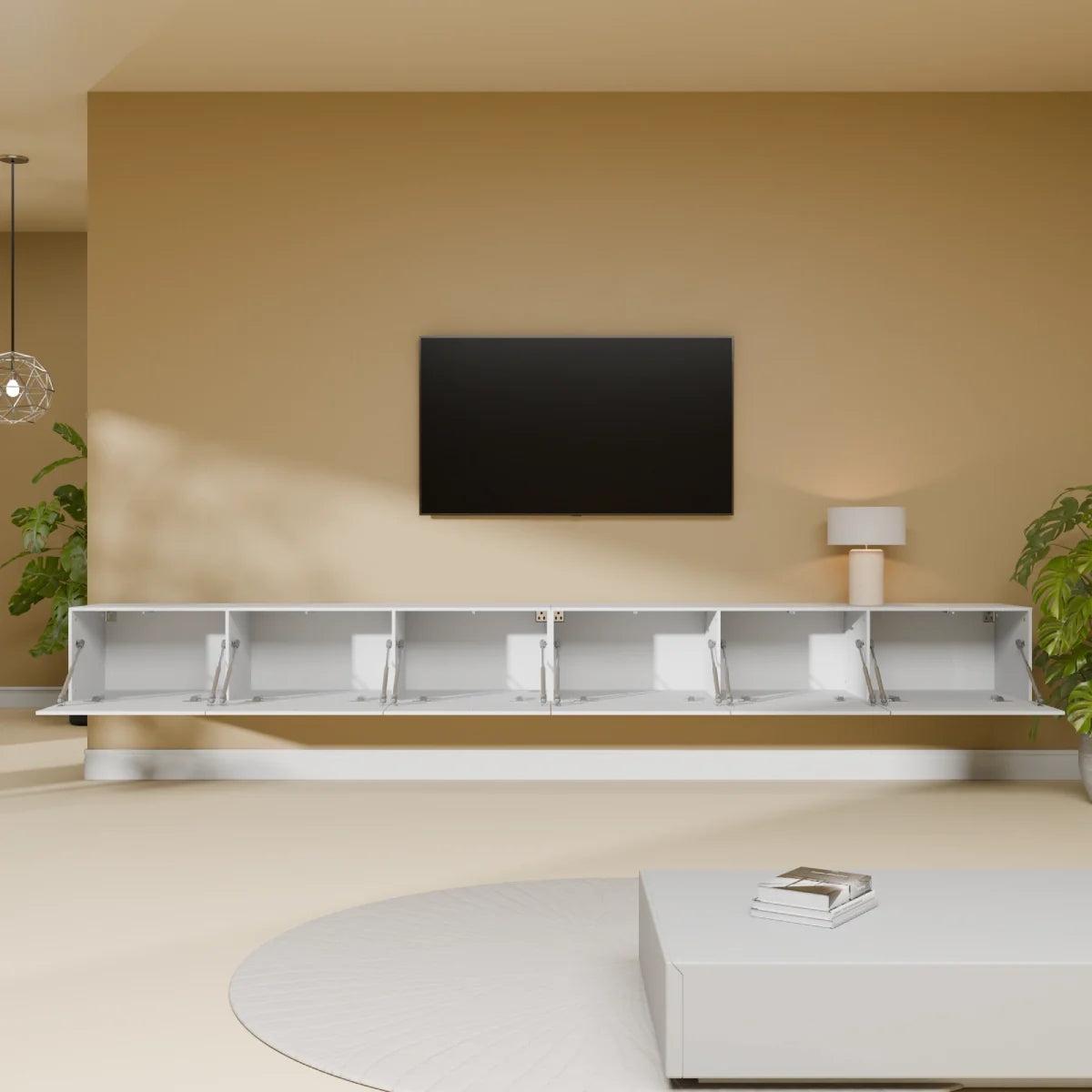 Mora Mueble TV | Suspendido o de pie | 300 cm Blanco