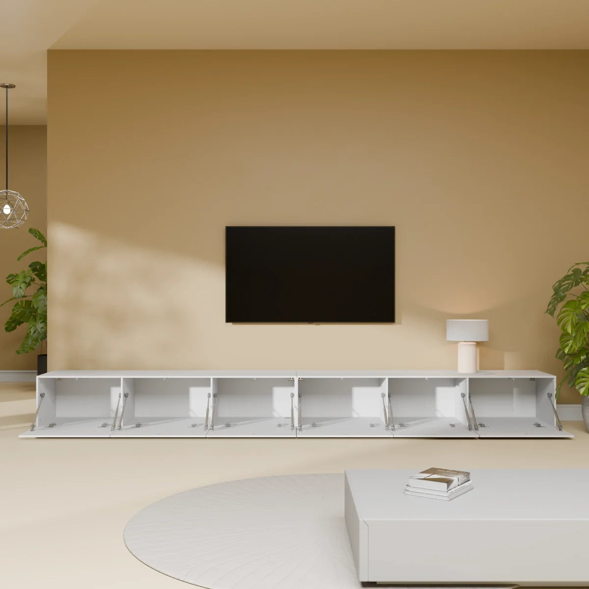 Mora Mueble TV | Suspendido o de pie | 300 cm Blanco