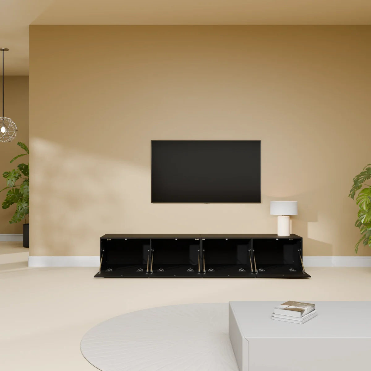 Mora Mueble TV | Suspendido o de pie | 180 cm Negro