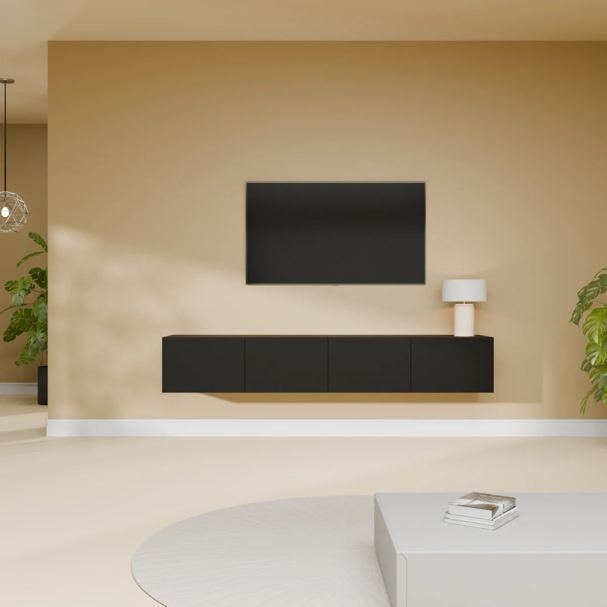 Mora Mueble TV | Suspendido o de pie | 180 cm Negro