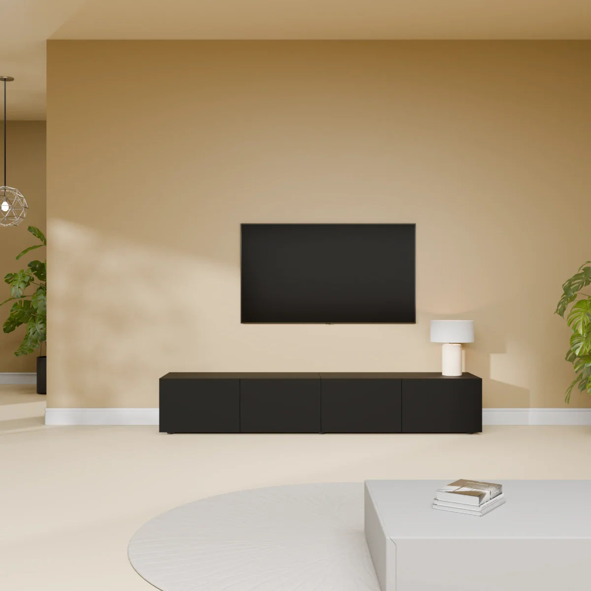 Mora Mueble TV | Suspendido o de pie | 180 cm Negro