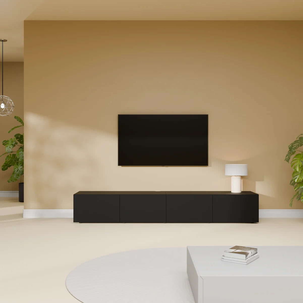 Mora Mueble TV | Suspendido o de pie | 200 cm Negro