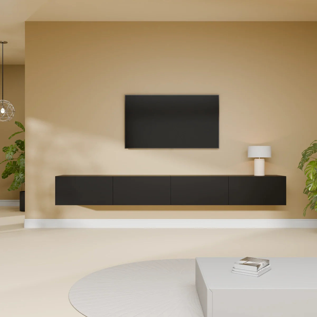 Mora Mueble TV | Suspendido o de pie | 240 cm Negro