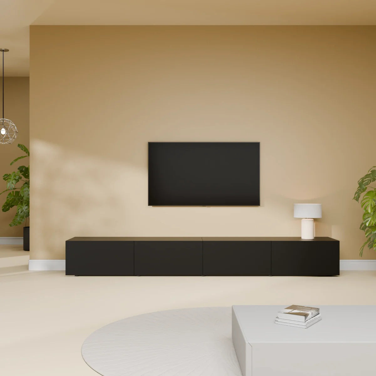 Mora Mueble TV | Suspendido o de pie | 240 cm Negro