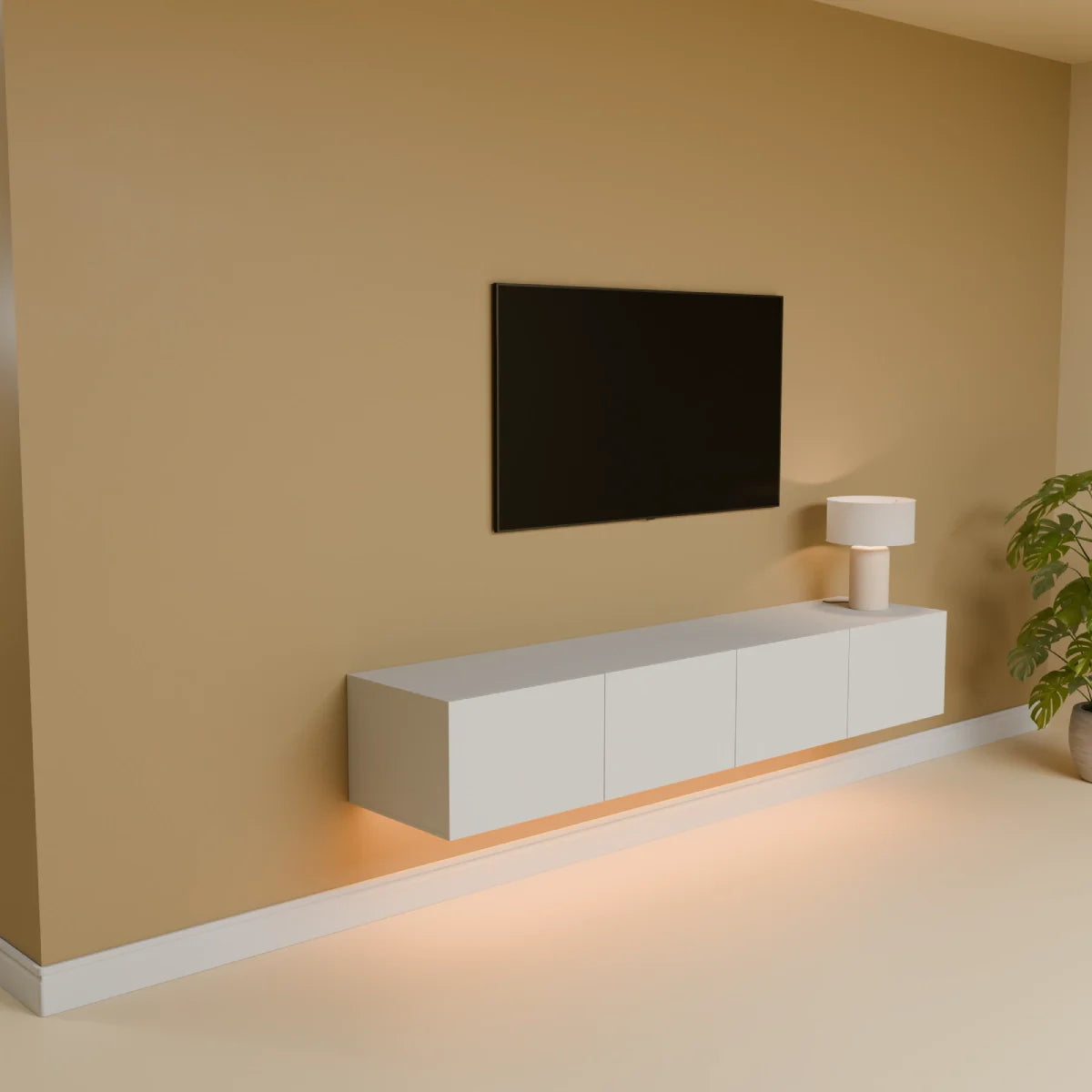 Mora Mueble TV | Suspendido o de pie | 180 cm Blanco