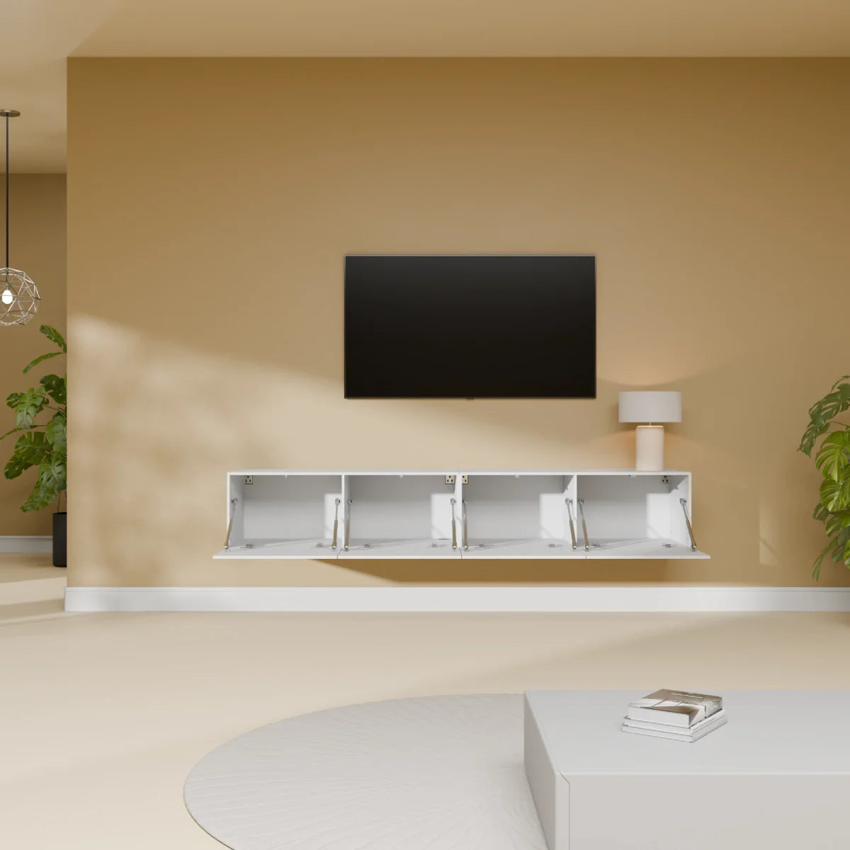 Mora Mueble TV | Suspendido o de pie | 180 cm Blanco