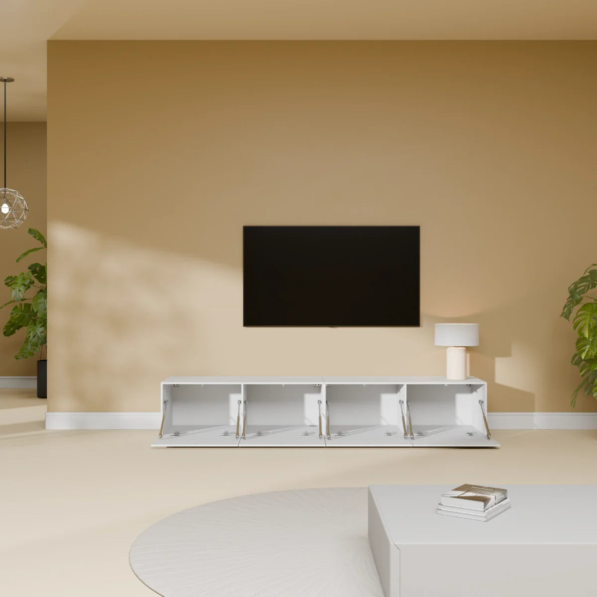 Mora Mueble TV | Suspendido o de pie | 180 cm Blanco