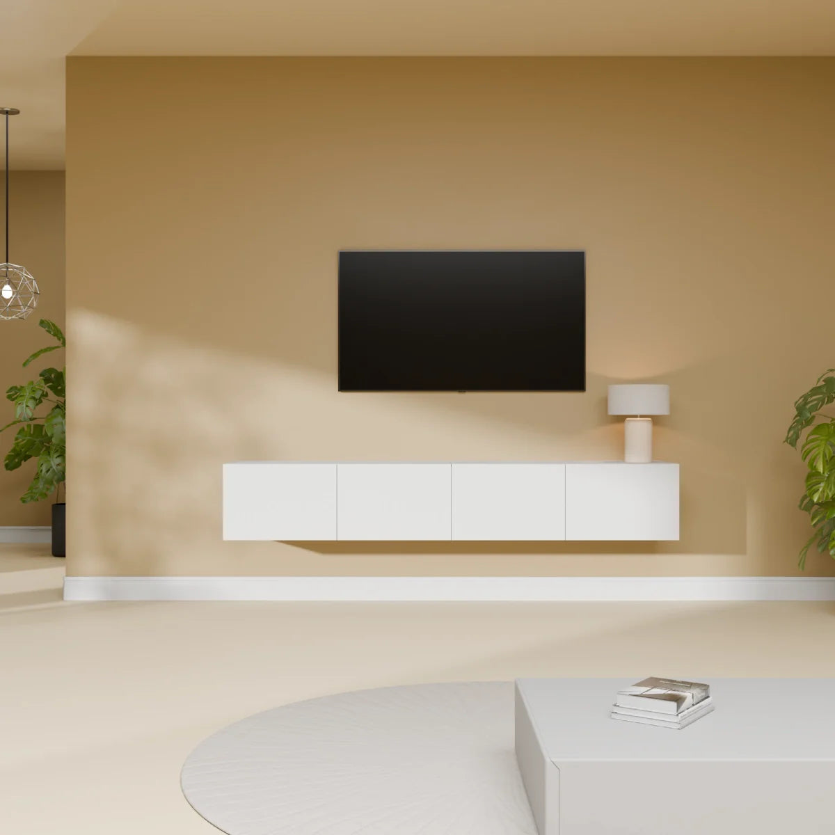 Mora Mueble TV | Suspendido o de pie | 180 cm Blanco