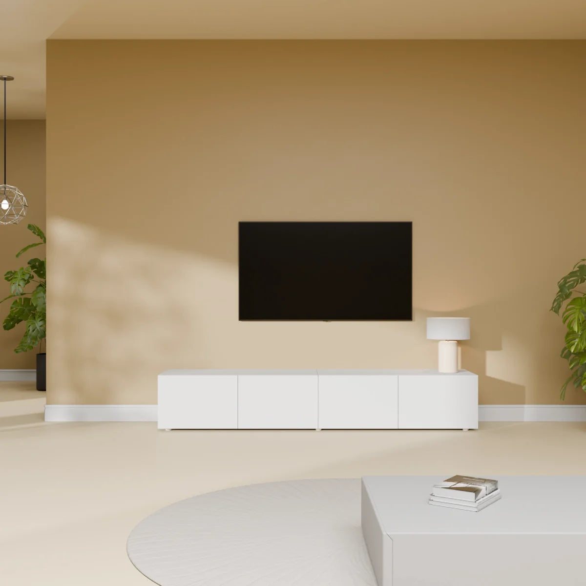 Mora Mueble TV | Suspendido o de pie | 180 cm Blanco