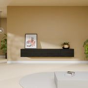 Mora Mueble TV | Suspendido o de pie | 200 cm Negro-Roble