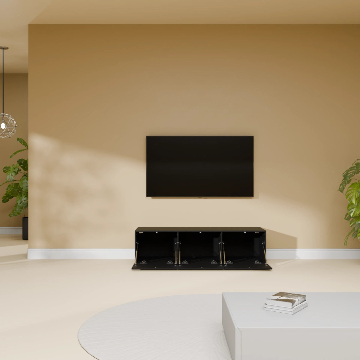 Mora Mueble TV | Suspendido o de pie | 120 cm Negro