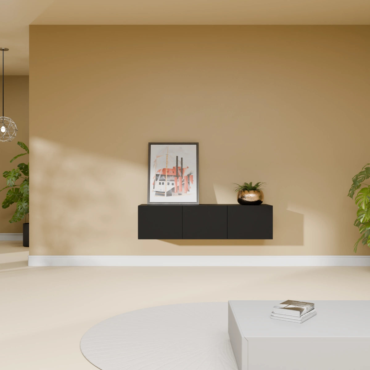 Mora Mueble TV | Suspendido o de pie | 120 cm Negro