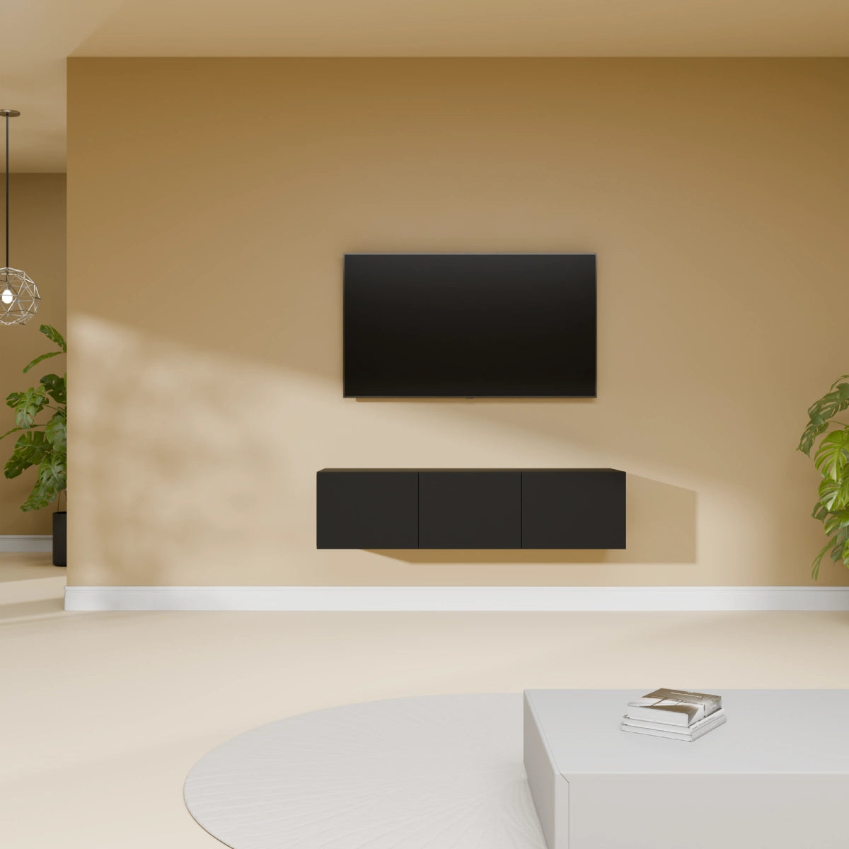 Mora Mueble TV | Suspendido o de pie | 120 cm Negro