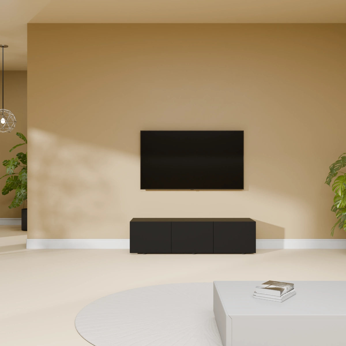 Mora Mueble TV | Suspendido o de pie | 120 cm Negro