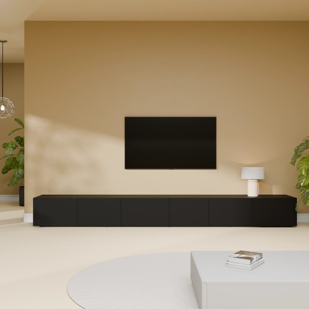 Mora Mueble TV | Suspendido o de pie | 280 cm Negro