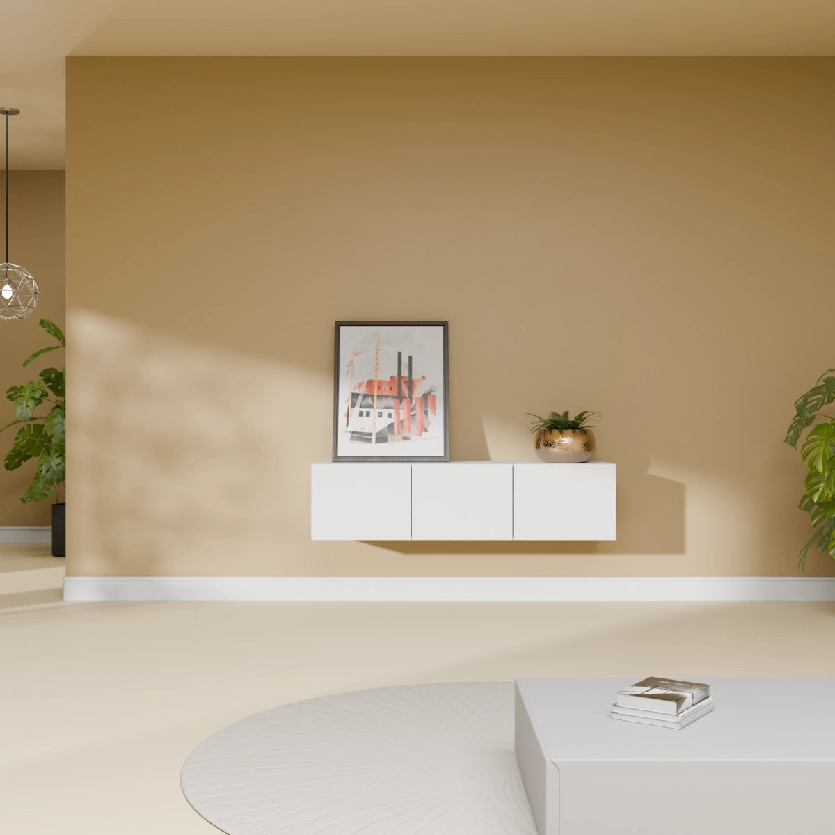 Mora Mueble TV | Suspendido o de pie | 120 cm Blanco