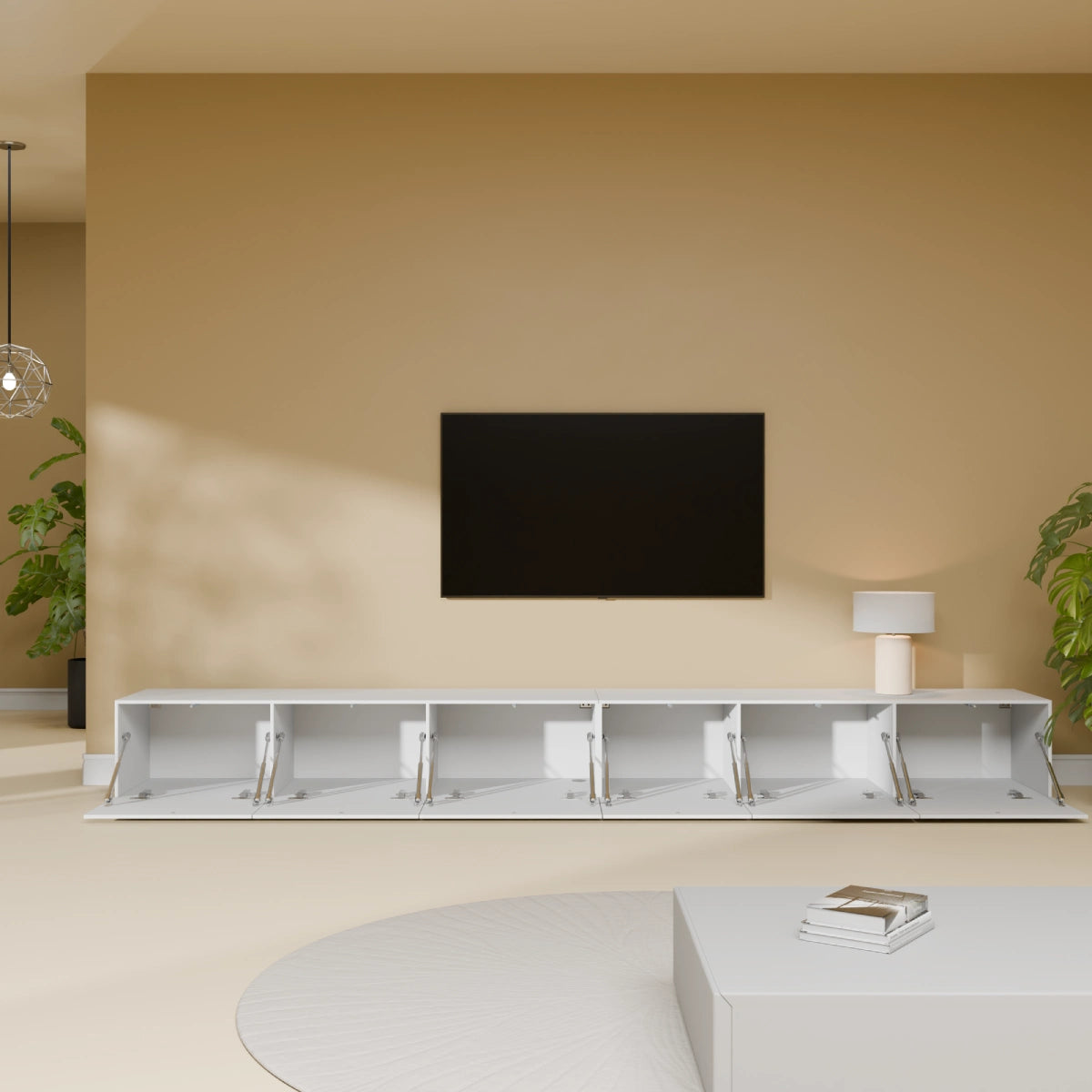 Mora Mueble TV | Suspendido o de pie | 280 cm Blanco